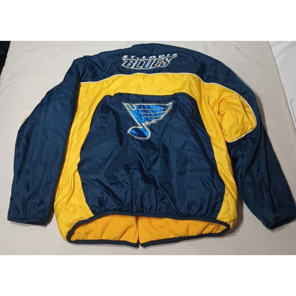 Vintage St Louis Blues Hockey Men's Reversible Jacket Blue‎ & Gold Size XL